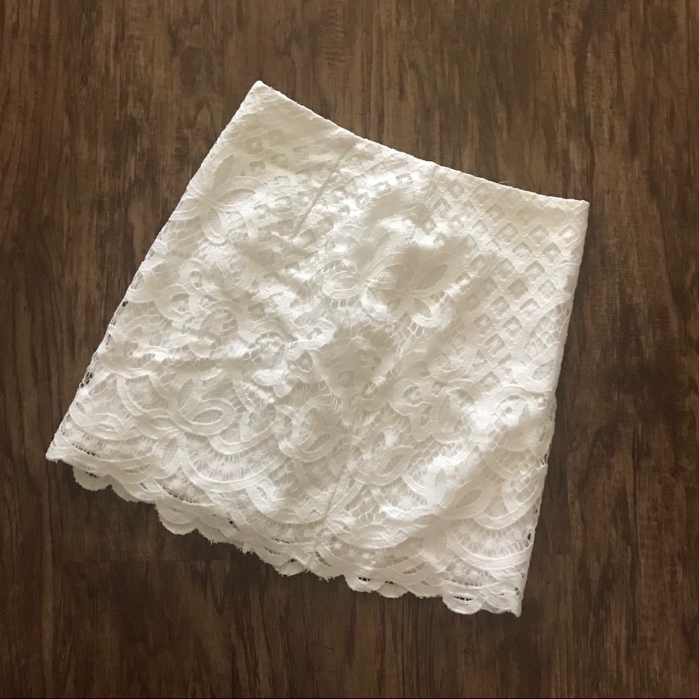 FREE PEOPLE WHITE DREAMY DAYS LACE SKIRT